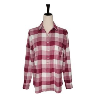 J. Crew Purple Plaid 100% Cotton Half Button Down Long Sleeve Tunic Top